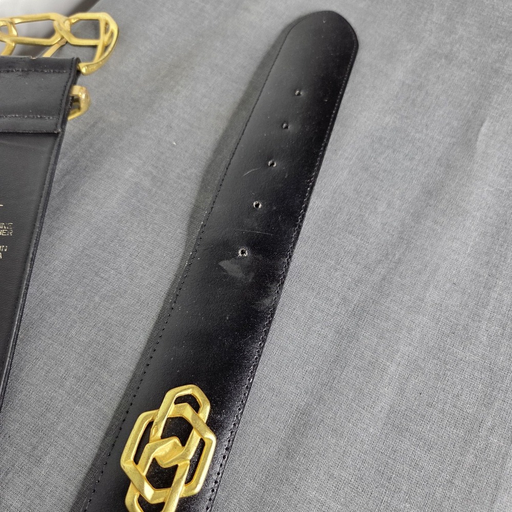 Express Women's Black Leather Chain Link High Waist Belt - 34 Inch - Picture 4 of 5